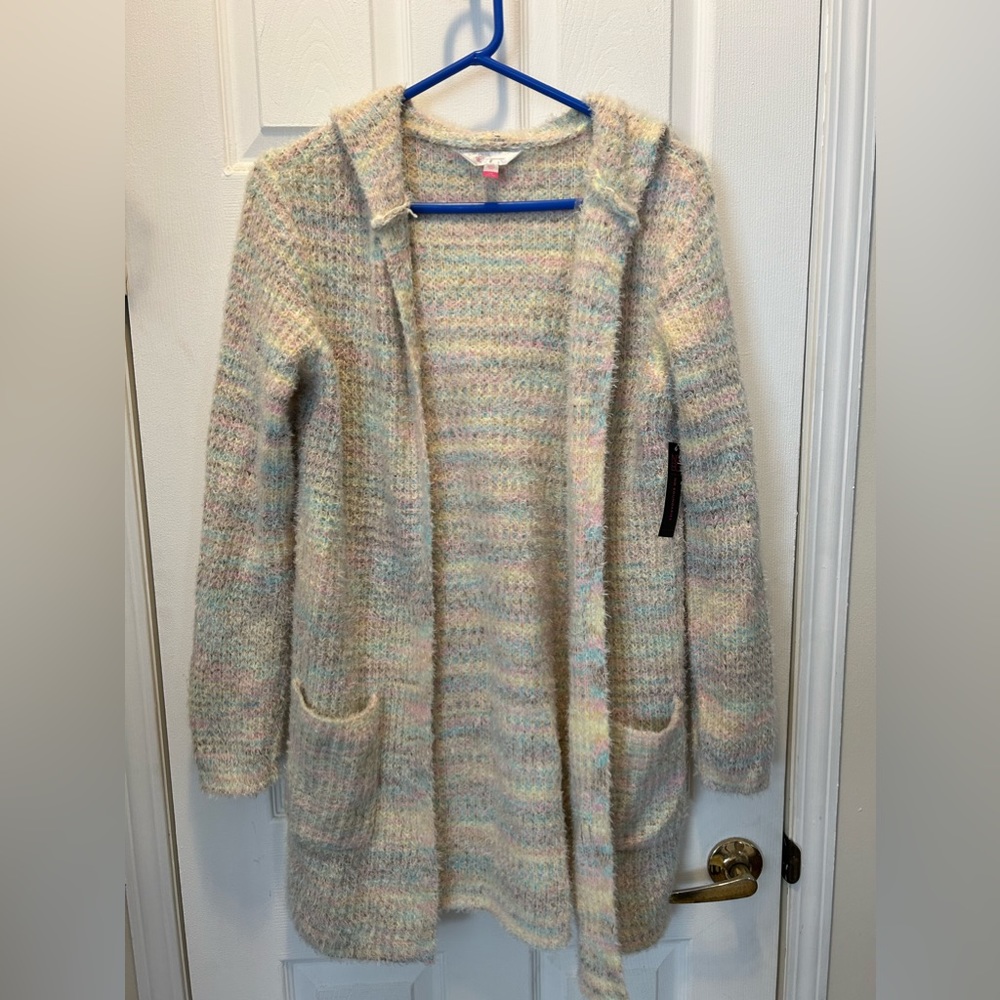Feathered Space dye hoodie cardigan